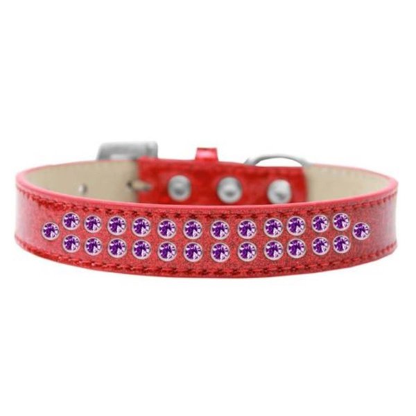 Unconditional Love Two Row Purple Crystal Dog Collar, Red Ice Cream - Size 20 UN2453661